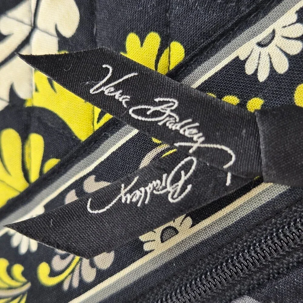 Vera Bradley Quilted Crossbody Bag w/Matching Coin Purse Black Gray Yellow White